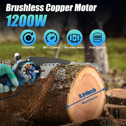 1Set 2 In1 Cordless Pole Saw And Mini Chainsaw With Extension Pole 21V Battery 8in Electric Brushless Pole Chainsaw With Auto Oiler Safety Switch 6.4LBS Lightweight For Tree Trimming
