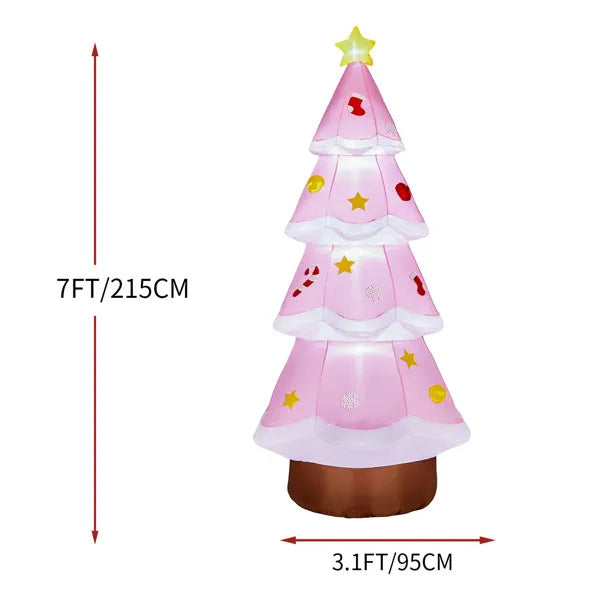 a pink christmas tree with a star and a star on top