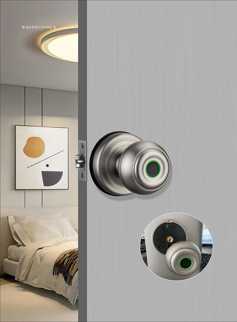 a door knob and a bed