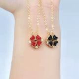 Red and Black Clover Pendant Necklace