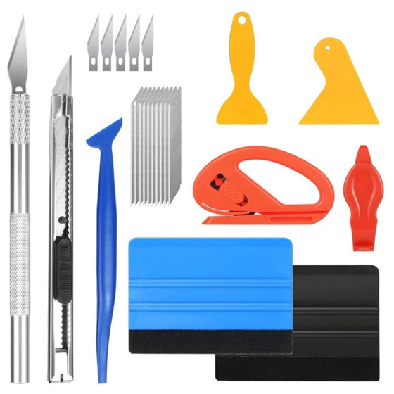 Support pan European shipping--Pro Applicator Tool Kit Window Tint Film Car Wrapping Tools Includes Felt Squeegees, Plastic Scraper, Wrap Knife And Blades, Magnetic Holders