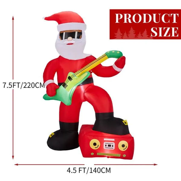 a inflatable santa claus with a guitar