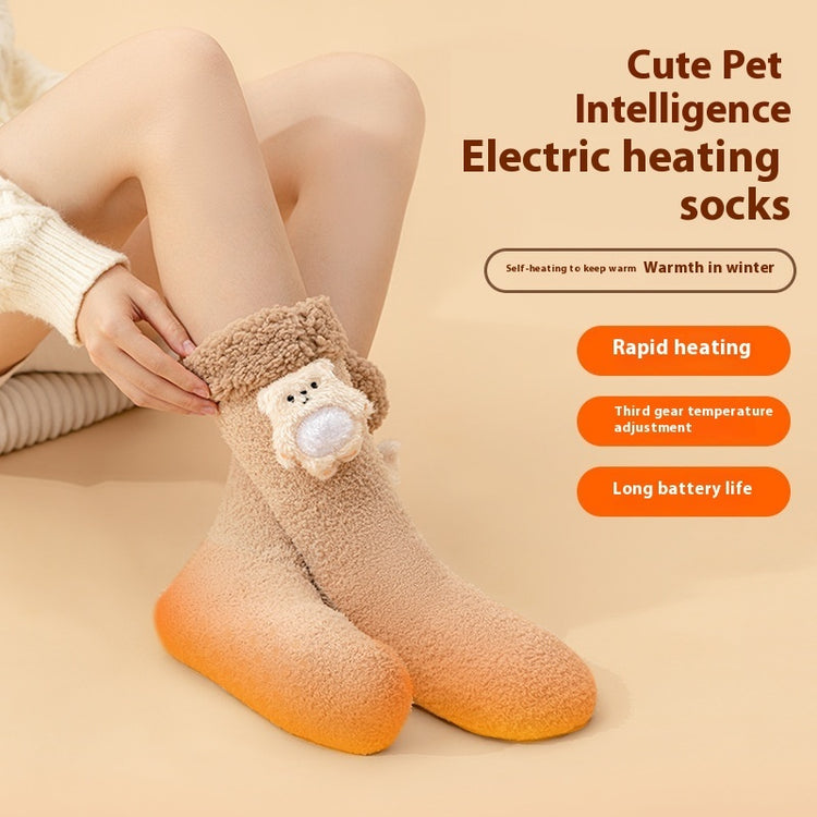 a person wearing a fuzzy socks