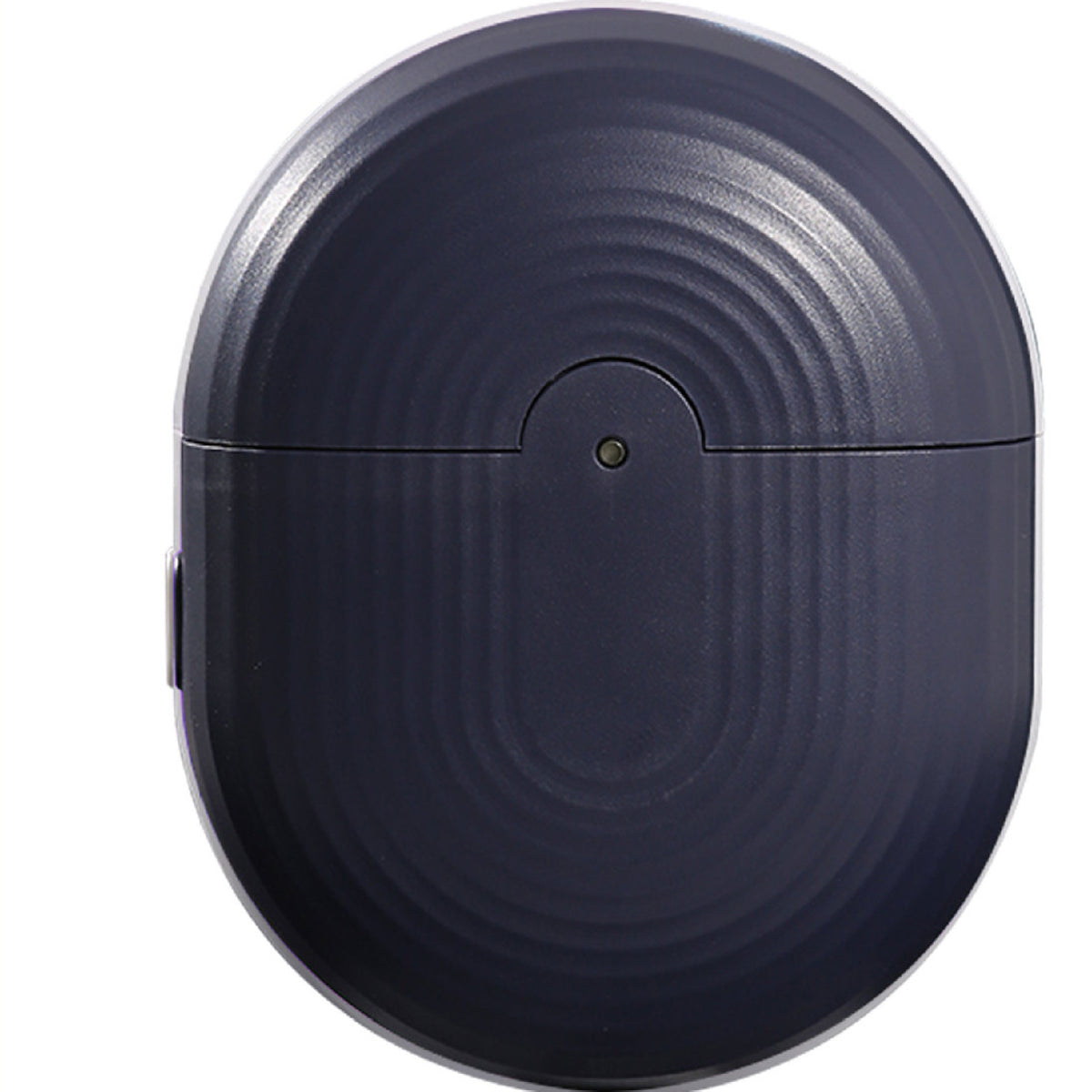 a black circular object with a round button