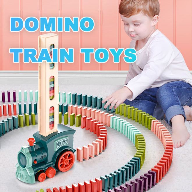 a child playing with a toy train