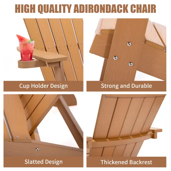 TALE Adirondack Chair Backyard Outdoor Furniture Painted Seating With Cup Holder All-Weather And Fade-Resistant Plastic Wood For Lawn Patio
