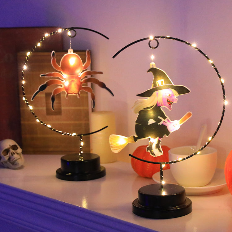 a group of halloween decorations on a shelf