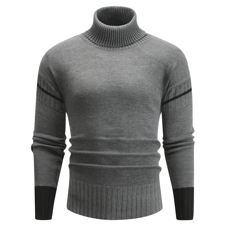 a grey sweater with black stripes