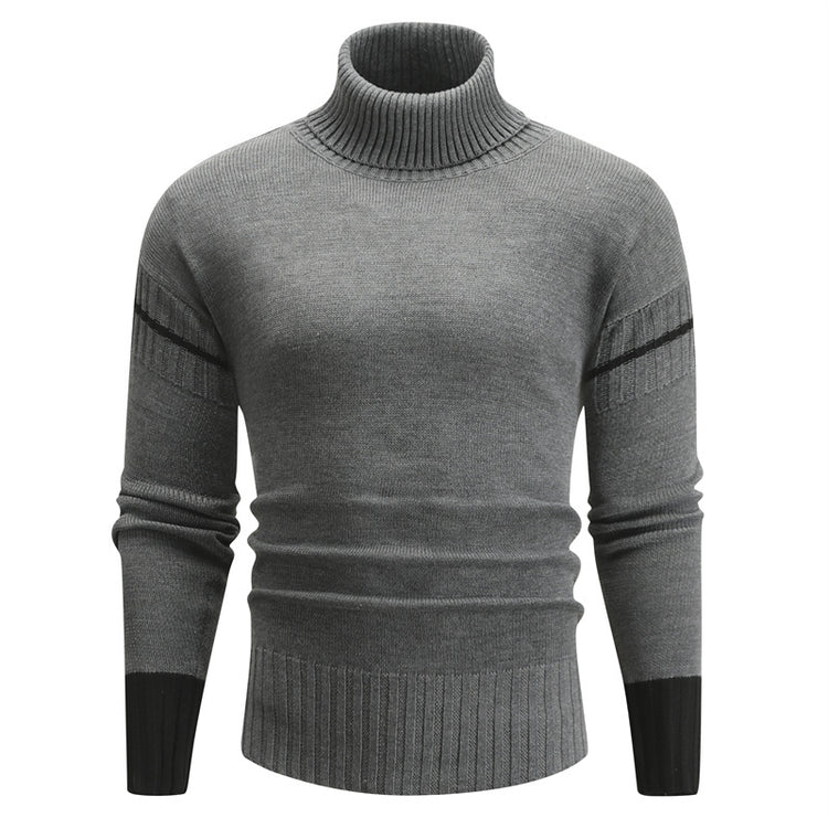 a grey sweater with black stripes