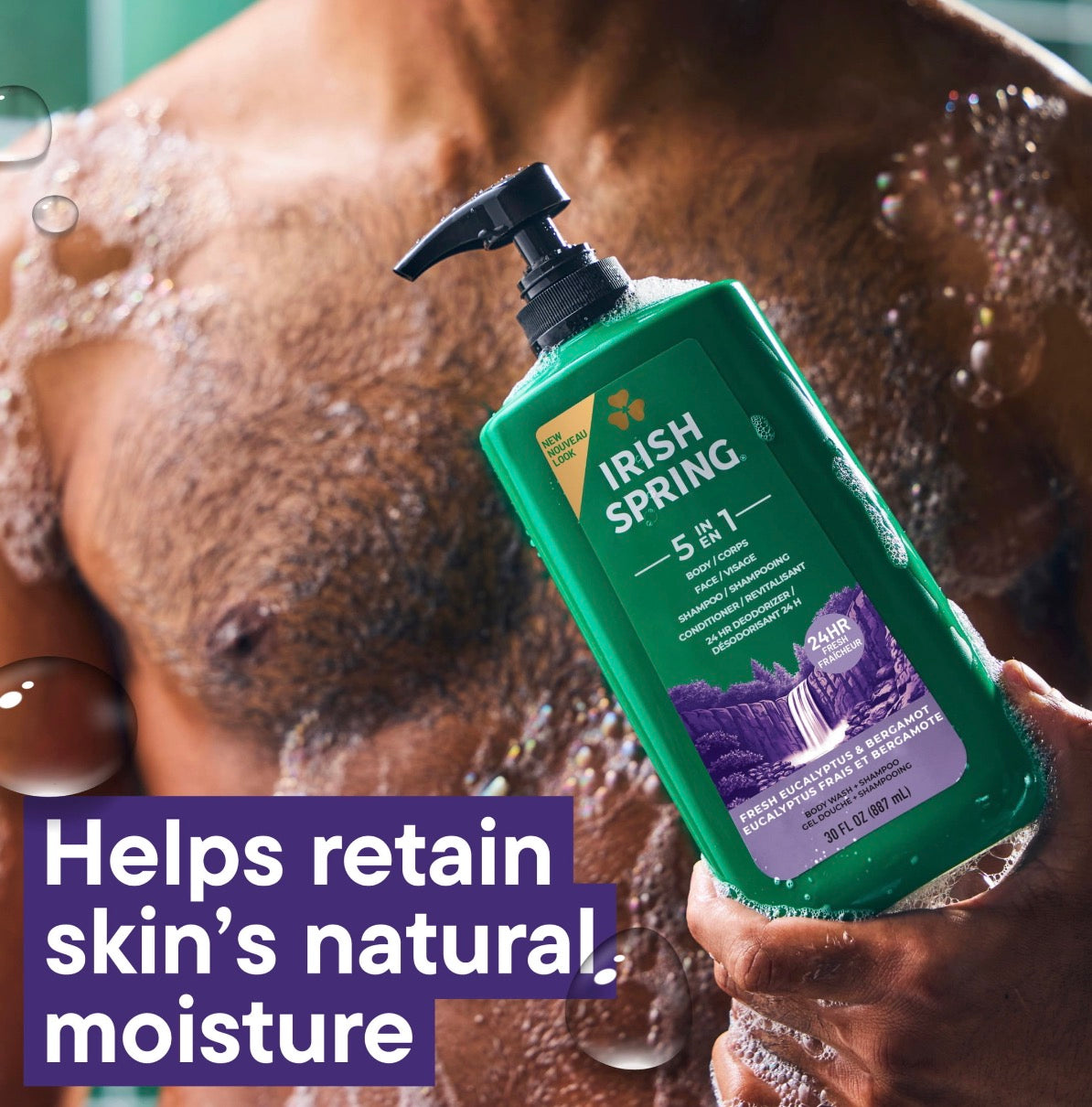 a man holding a bottle of body lotion