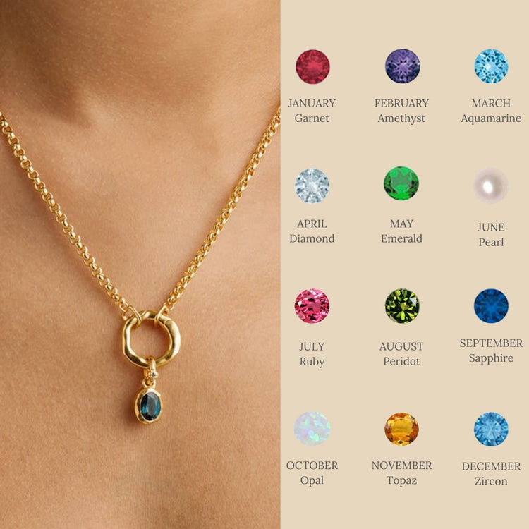 a necklace with different gemstones