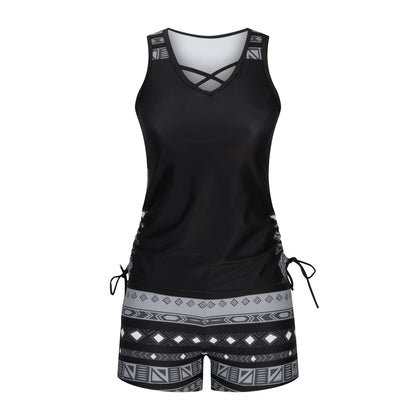 European And American Women's Seperated Swimwear High Waist Swimsuit Tied Top