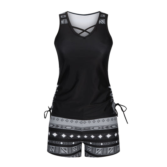 European And American Women's Seperated Swimwear High Waist Swimsuit Tied Top