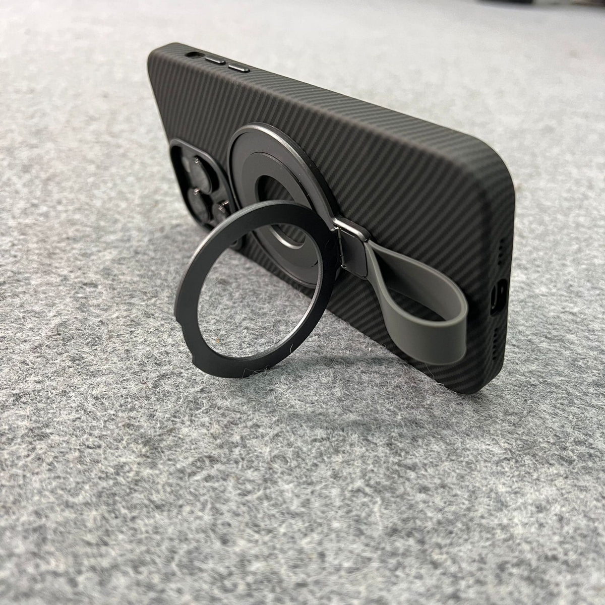 a phone with a ring on it