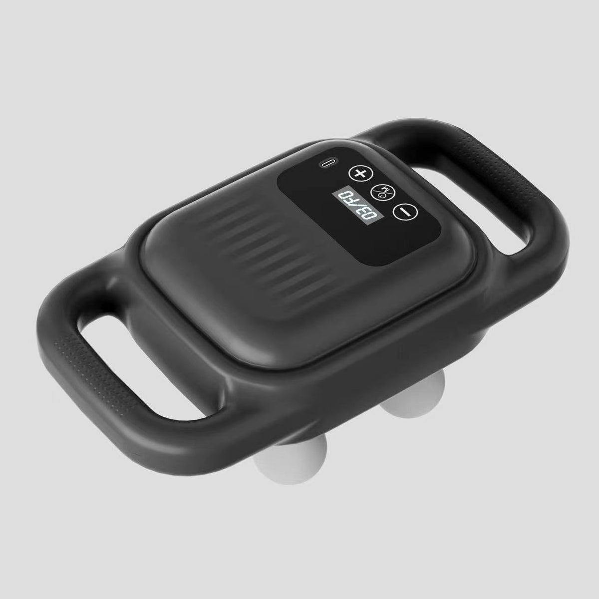 a black device with white text