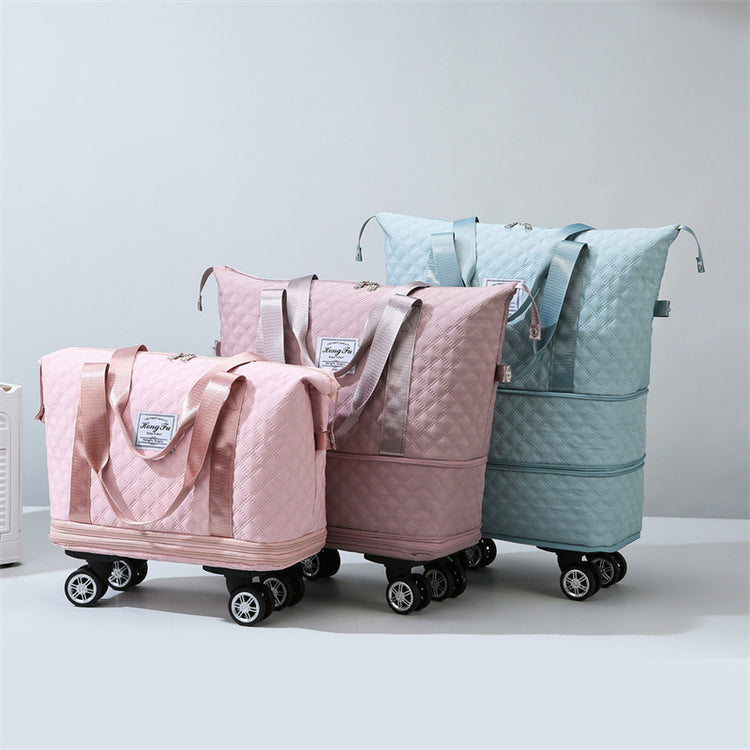 a group of bags with wheels