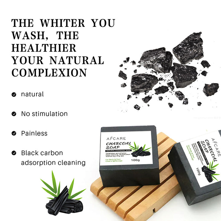 a black soap on a wooden surface