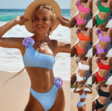 Women's 3D Floral One-Shoulder Bikini Swimsuit