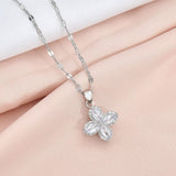 Rotating Four-Petal Flower Necklace and Jewelry Set