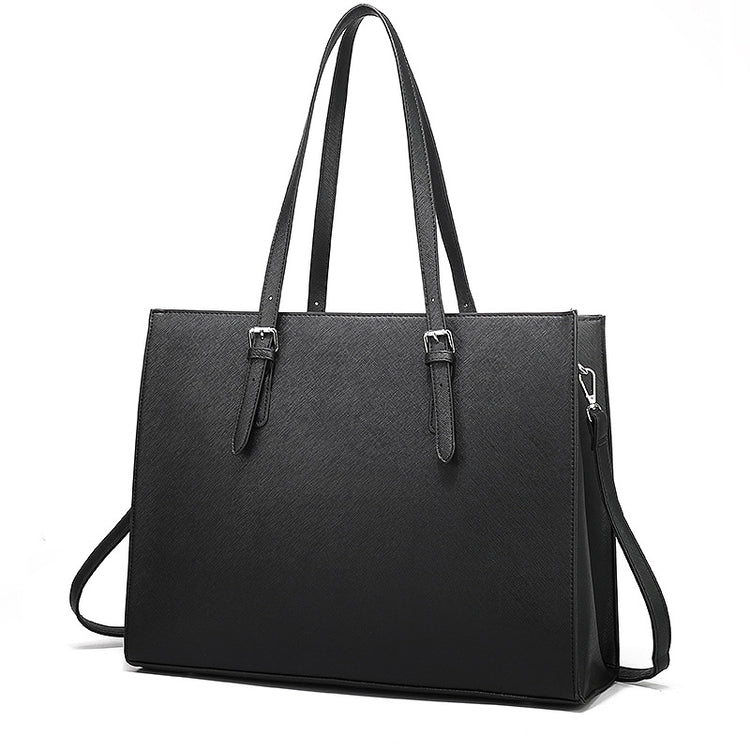 a black purse with straps