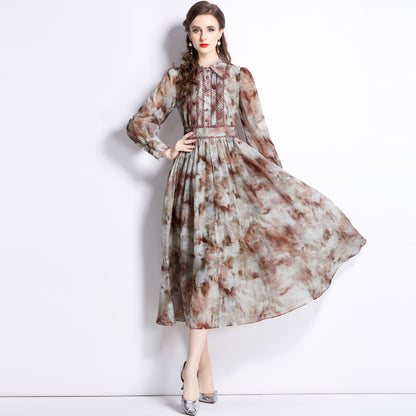 Slimming A- Line Printed Shirt Dress