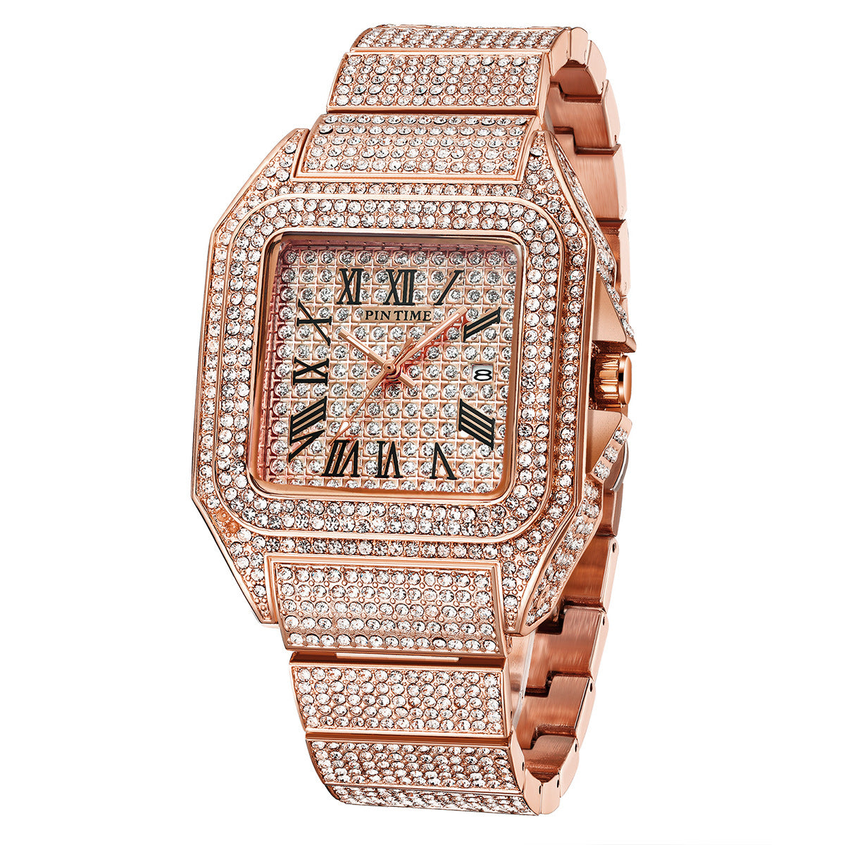 a gold watch with diamonds