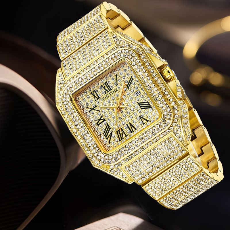 a gold watch with diamonds