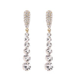 Long Rhinestone Tassel Drop Earrings