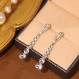 Long Rhinestone Tassel Drop Earrings