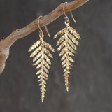 Gold-Tone Leaf Tassel Earrings