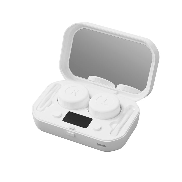a white container with a mirror