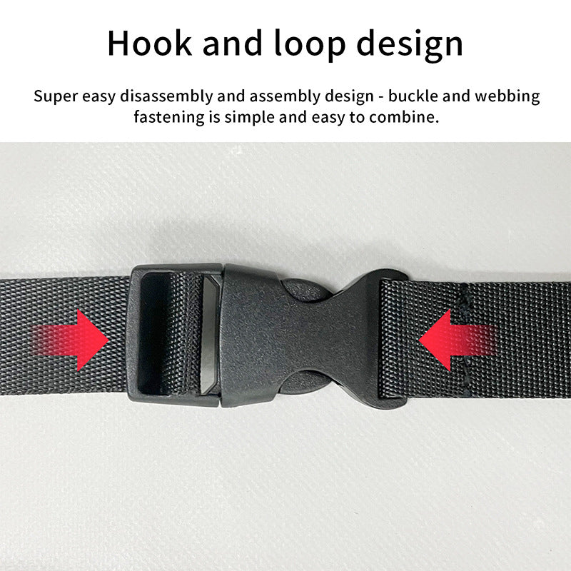 a black strap with red arrows