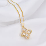 Rotating Four-Petal Flower Necklace and Jewelry Set