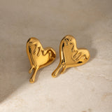 18K Gold-Tone Stainless Steel Heart Earrings