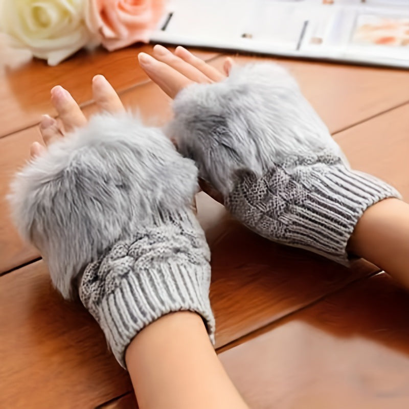 Women's Knit Fingers Gloves Soft Polyester