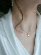 Sterling Silver Five-pointed Star White Lip Shell Necklace Plated