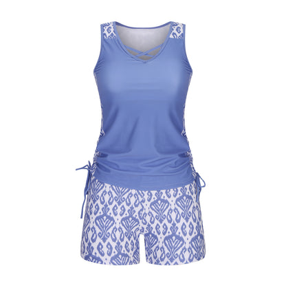 European And American Women's Seperated Swimwear High Waist Swimsuit Tied Top