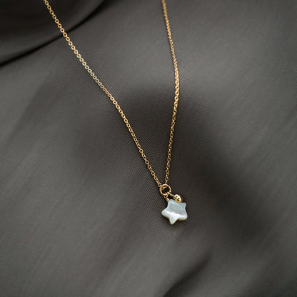 Sterling Silver Five-pointed Star White Lip Shell Necklace Plated