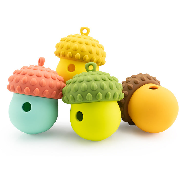 a group of colorful acorns
