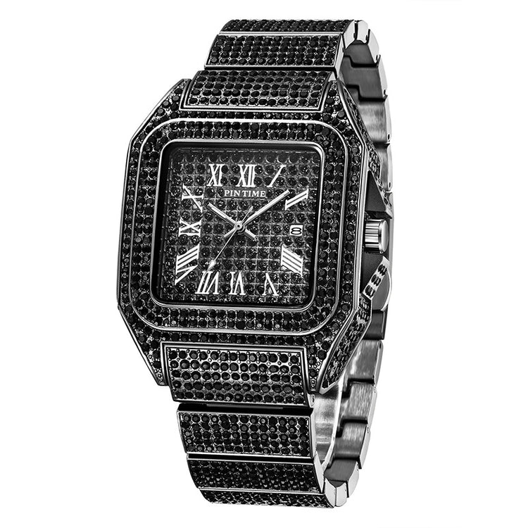 a black watch with black stones