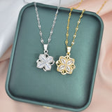Rotating Four-Petal Flower Necklace and Jewelry Set