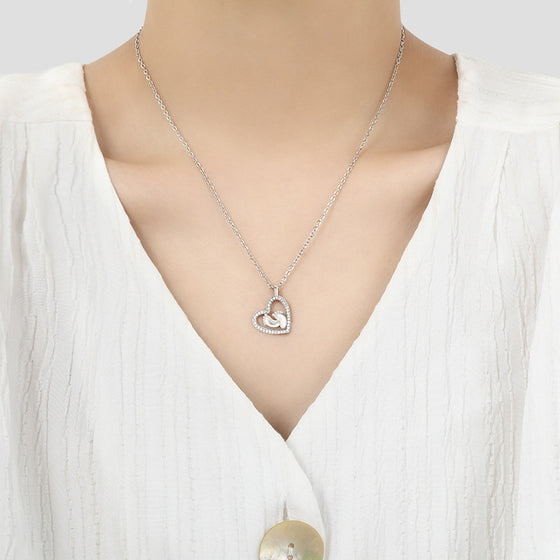 Color Separation Heart-shaped Necklace Love Footprints