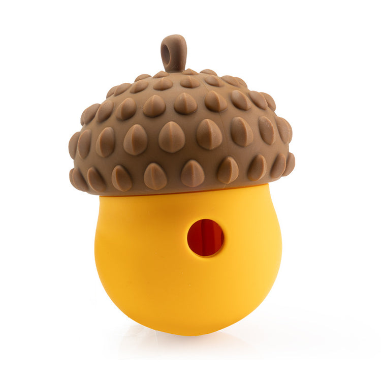 a yellow and brown plastic object with a hole