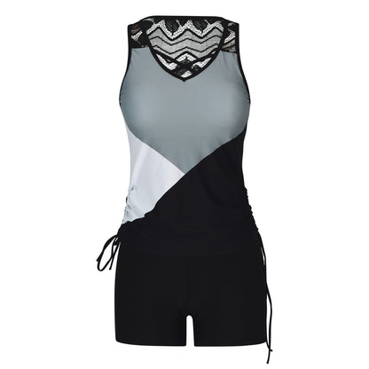 European And American Women's Seperated Swimwear High Waist Swimsuit Tied Top