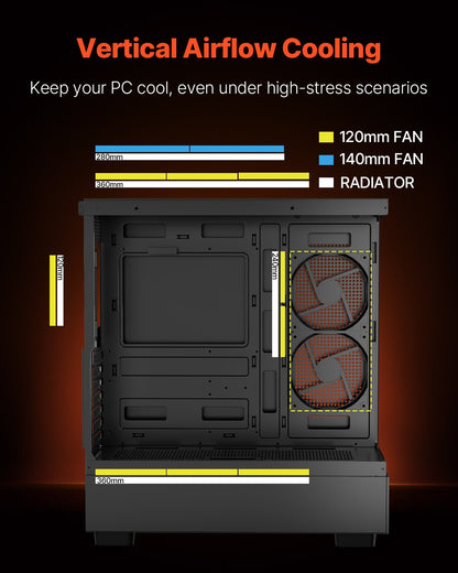 Mid-Tower ATX PC Gaming Case Computer Case With 6 X 120 Mm PWM ARGB Fans