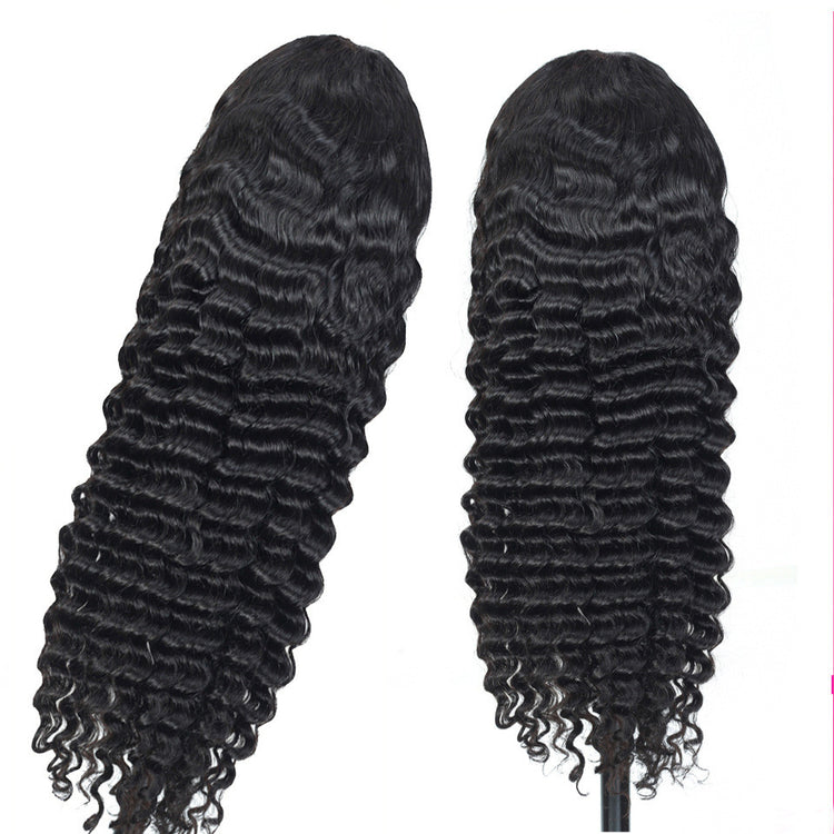 a pair of black wigs