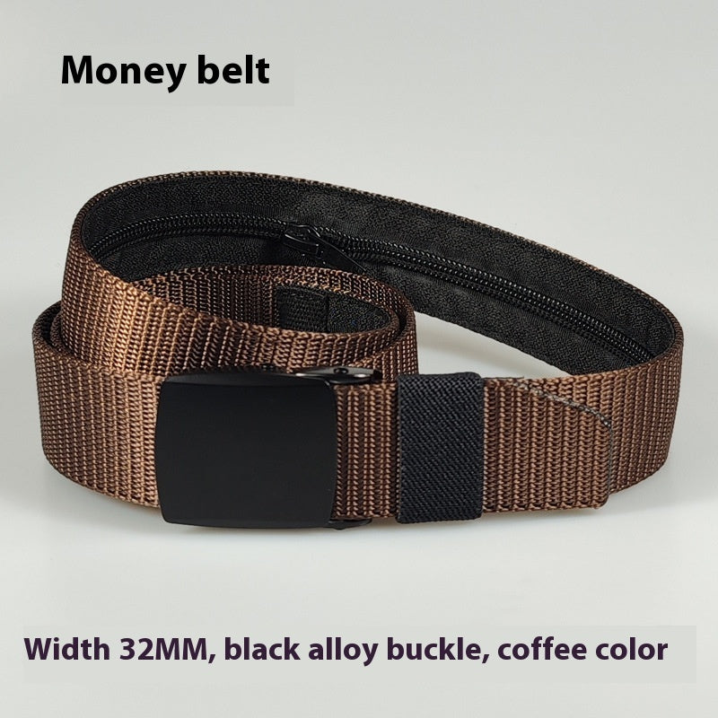 a brown belt with a black buckle