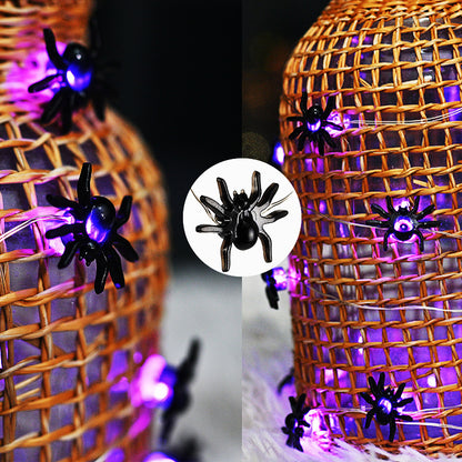 LED Purple Spider Lighting Chain Halloween Decoration Light