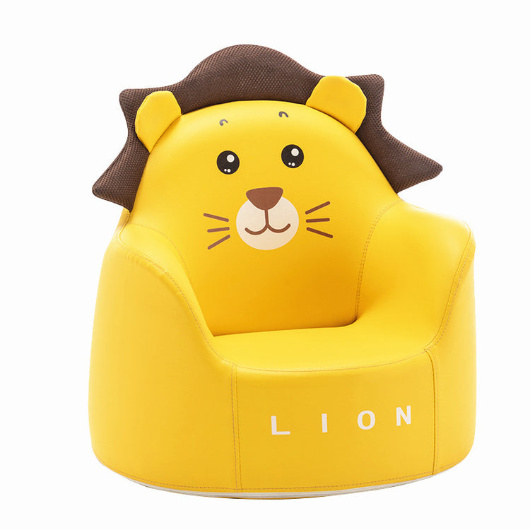 a yellow lion chair with a face on it