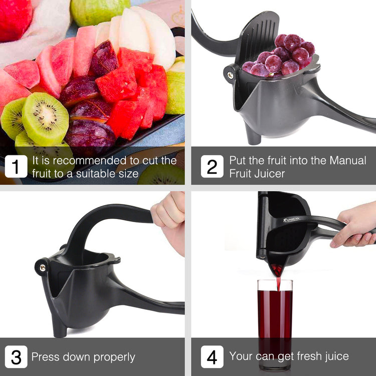 a collage of fruit juicer